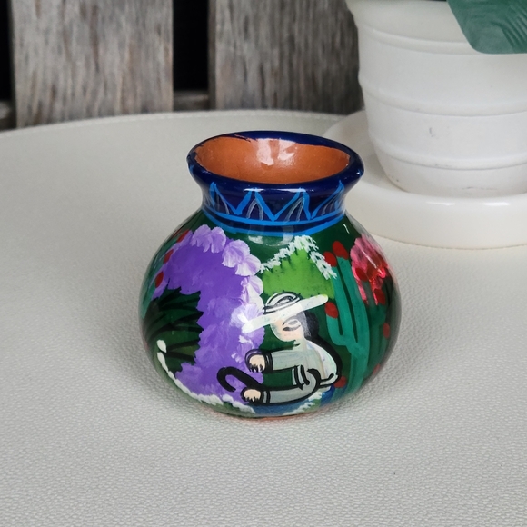 Talavera Handpainted Red Clay Bud Vase - Picture 4 of 8